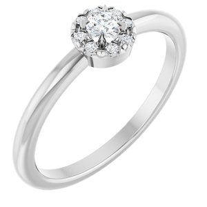 Sterling Silver Natural White Sapphire & .03 CTW Natural Diamond French-Set Halo-Style Ring
