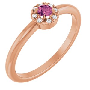 14K Rose Gold Natural Pink Tourmaline & .03 CTW Natural Diamond French-Set Halo-Style Ring