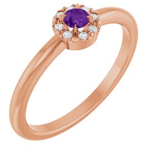 14K Rose Gold Natural Amethyst & .03 CTW Natural Diamond French-Set Halo-Style Ring