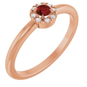 14K Rose Gold Natural Mozambique Garnet & .03 CTW Natural Diamond French-Set Halo-Style Ring