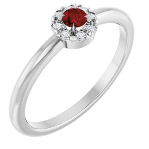 Platinum Natural Mozambique Garnet & .03 CTW Natural Diamond French-Set Halo-Style Ring