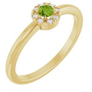 14K Yellow Gold Natural Peridot & .03 CTW Natural Diamond French-Set Halo-Style Ring