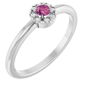 Platinum Natural Pink Tourmaline & .03 CTW Natural Diamond French-Set Halo-Style Ring