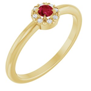 14K Yellow Gold Natural Ruby & .03 CTW Natural Diamond French-Set Halo-Style Ring
