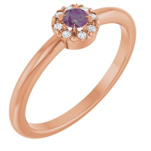 14K Rose Gold Lab-Grown Alexandrite & .03 CTW Natural Diamond French-Set Halo-Style Ring