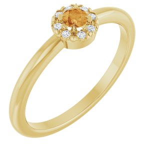 14K Yellow Gold Natural Citrine & .03 CTW Natural Diamond French-Set Halo-Style Ring