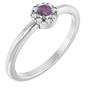 14K White Gold Lab-Grown Alexandrite & .03 CTW Natural Diamond French-Set Halo-Style Ring