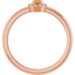 14K Rose Gold Natural Citrine & .03 CTW Natural Diamond French-Set Halo-Style Ring