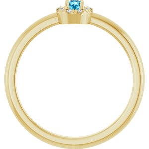 14K Yellow Gold Natural Aquamarine & .03 CTW Natural Diamond French-Set Halo-Style Ring