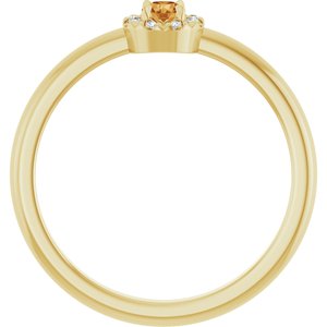 14K Yellow Gold Natural Citrine & .03 CTW Natural Diamond French-Set Halo-Style Ring