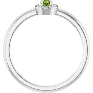 Sterling Silver Natural Peridot & .03 CTW Natural Diamond French-Set Halo-Style Ring