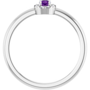 Platinum Natural Amethyst & .03 CTW Natural Diamond French-Set Halo-Style Ring