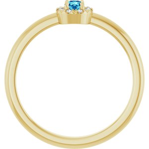 14K Yellow Gold Natural Blue Zircon & .03 CTW Natural Diamond French-Set Halo-Style Ring