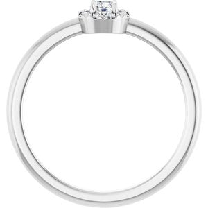 Sterling Silver 1/8 CTW Natural Diamond French-Set Halo-Style Ring