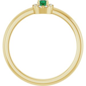 14K Yellow Gold Lab-Grown Emerald & .03 CTW Natural Diamond French-Set Halo-Style Ring