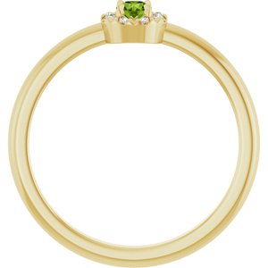 14K Yellow Gold Natural Peridot & .03 CTW Natural Diamond French-Set Halo-Style Ring