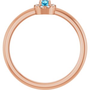 14K Rose Gold Natural Aquamarine & .03 CTW Natural Diamond French-Set Halo-Style Ring