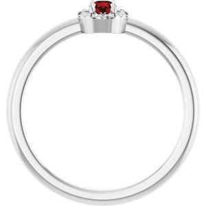 Platinum Natural Mozambique Garnet & .03 CTW Natural Diamond French-Set Halo-Style Ring