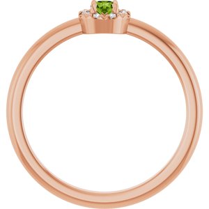 14K Rose Gold Natural Peridot & .03 CTW Natural Diamond French-Set Halo-Style Ring