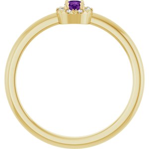 14K Yellow Gold Natural Amethyst & .03 CTW Natural Diamond French-Set Halo-Style Ring