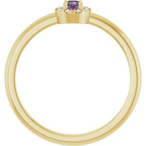 14K Yellow Gold Lab-Grown Alexandrite & .03 CTW Natural Diamond French-Set Halo-Style Ring