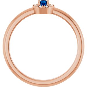 14K Rose Gold Lab-Grown Blue Sapphire & .03 CTW Natural Diamond French-Set Halo-Style Ring