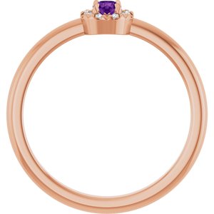 14K Rose Gold Natural Amethyst & .03 CTW Natural Diamond French-Set Halo-Style Ring