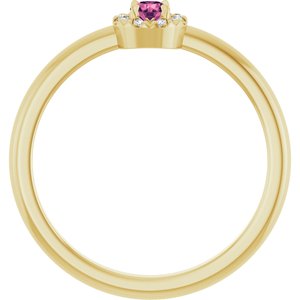 14K Yellow Gold Natural Pink Tourmaline & .03 CTW Natural Diamond French-Set Halo-Style Ring
