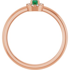 14K Rose Gold Natural Emerald & .03 CTW Natural Diamond French-Set Halo-Style Ring