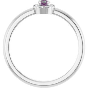 Sterling Silver Lab-Grown Alexandrite & .03 CTW Natural Diamond French-Set Halo-Style Ring