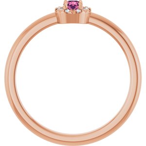 14K Rose Gold Natural Pink Tourmaline & .03 CTW Natural Diamond French-Set Halo-Style Ring