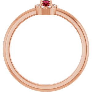14K Rose Gold Natural Ruby & .03 CTW Natural Diamond French-Set Halo-Style Ring