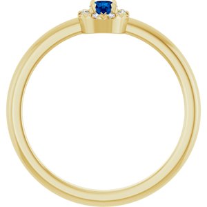 14K Yellow Gold Lab-Grown Blue Sapphire & .03 CTW Natural Diamond French-Set Halo-Style Ring