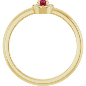 14K Yellow Gold Lab-Grown Ruby & .03 CTW Natural Diamond French-Set Halo-Style Ring