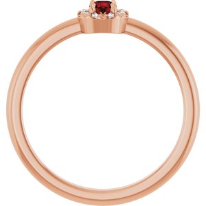 14K Rose Gold Natural Mozambique Garnet & .03 CTW Natural Diamond French-Set Halo-Style Ring