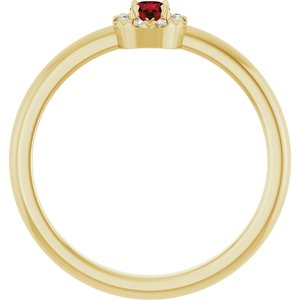 14K Yellow Gold Natural Mozambique Garnet & .03 CTW Natural Diamond French-Set Halo-Style Ring