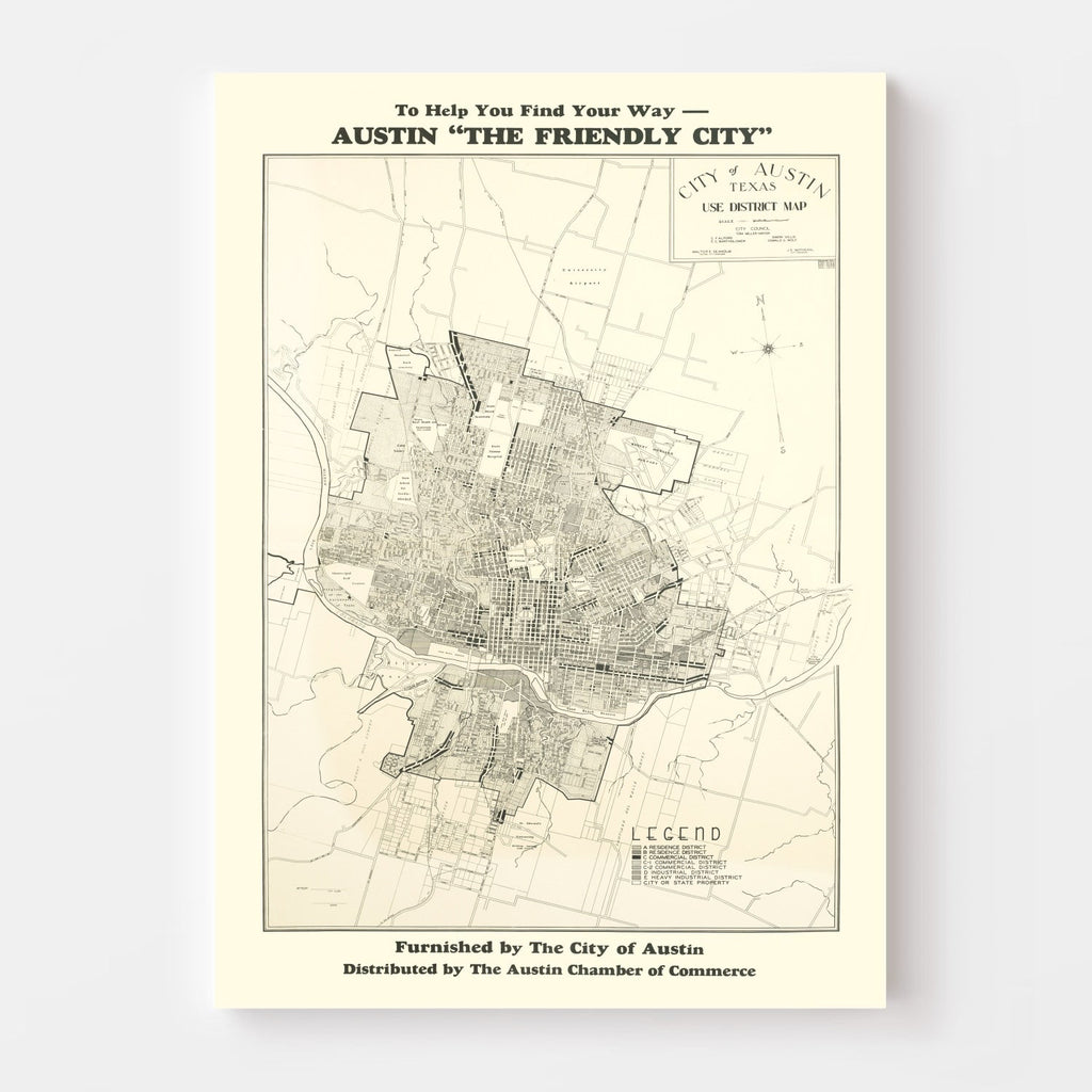 Vintage Map of Austin, Texas 1943