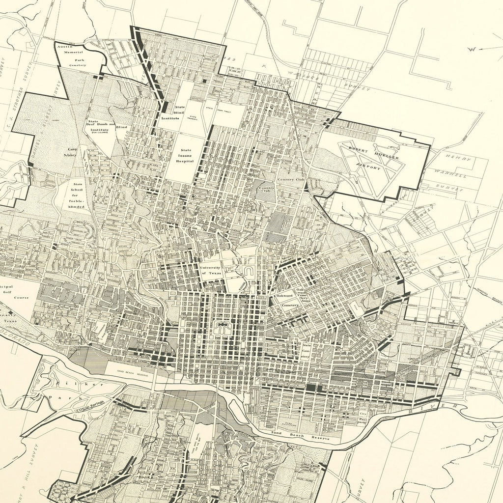 Vintage Map of Austin, Texas 1943