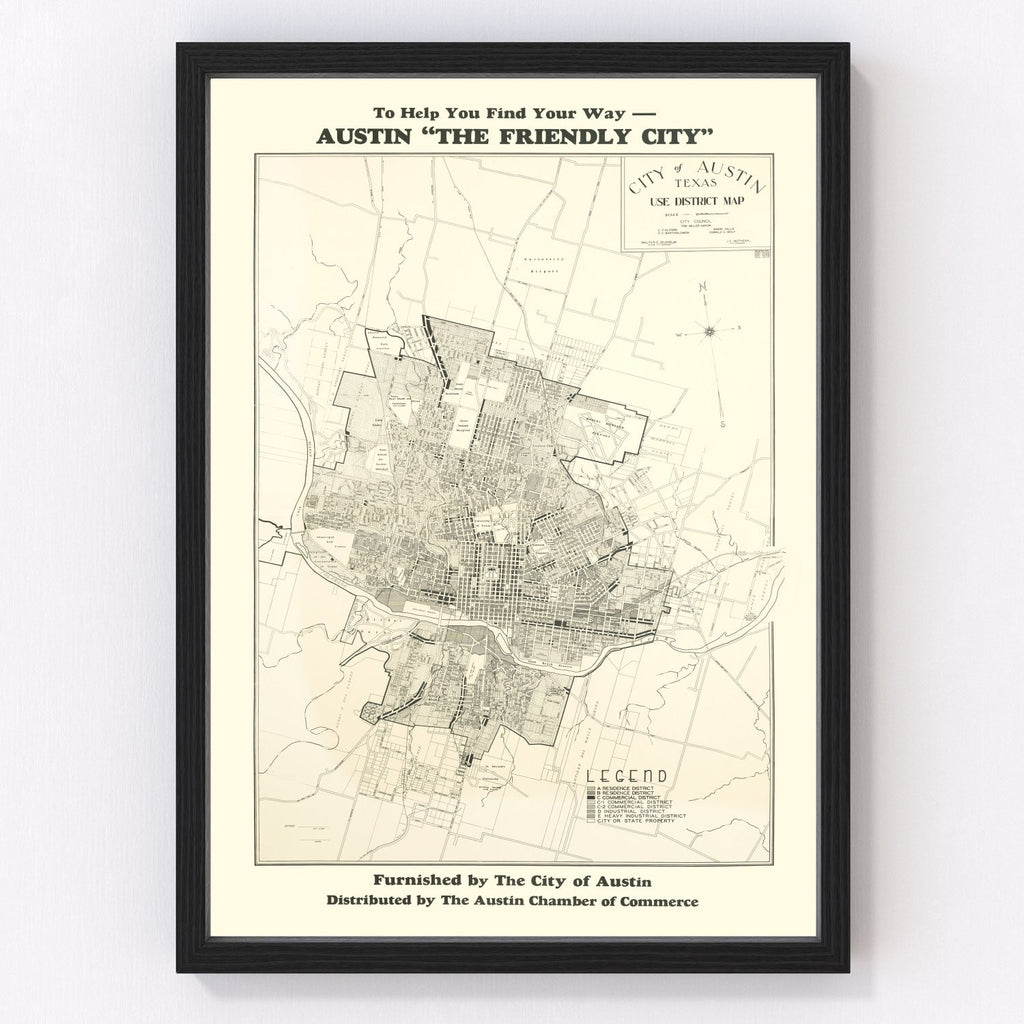 Vintage Map of Austin, Texas 1943