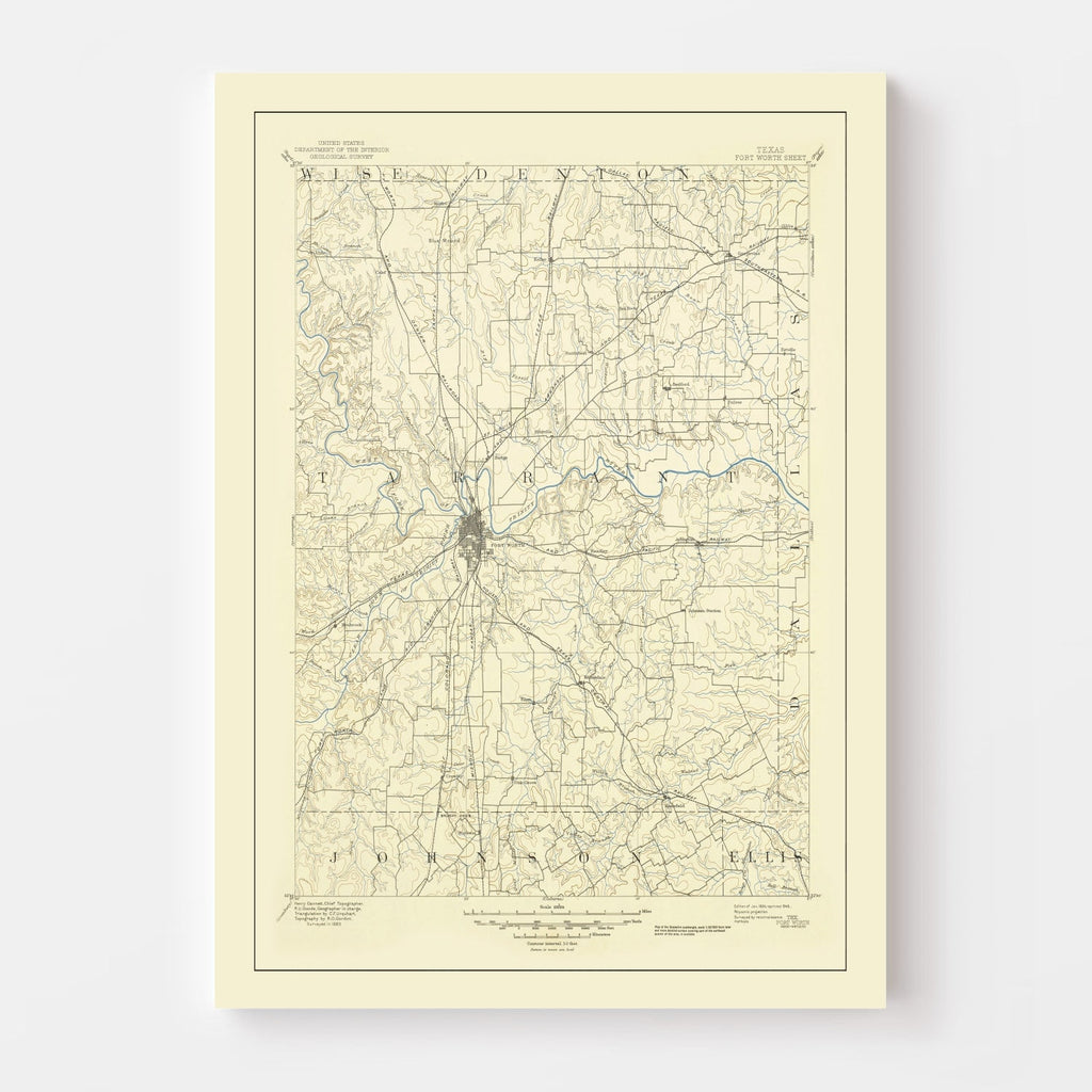 Vintage Map of Fort Worth, Texas 1949