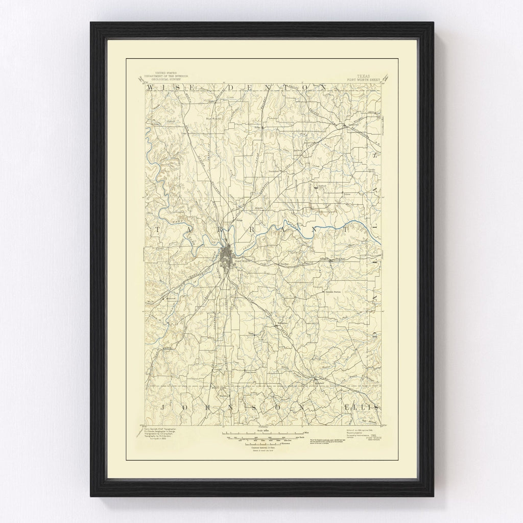 Vintage Map of Fort Worth, Texas 1949