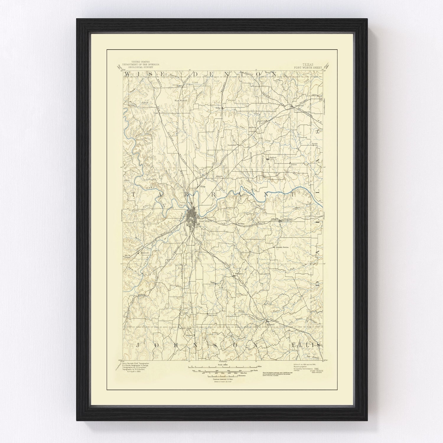 Vintage Map of Fort Worth, Texas 1949
