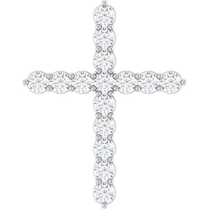 14K White 3/4 CTW Natural Diamond Cross Pendant