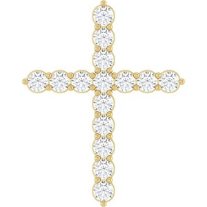 14K Yellow Gold 3/4 CTW Lab-Grown Diamond Cross Pendant