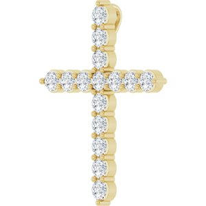 14K Yellow 3/4 CTW Natural Diamond Cross Pendant