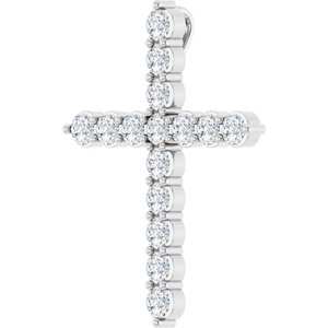 14K White 3/4 CTW Lab-Grown Diamond Cross Pendant