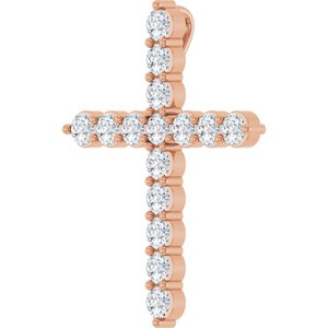 14K Rose 3/4 CTW Lab-Grown Diamond Cross Pendant