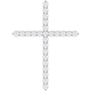 14K White 1 CTW Natural Diamond Cross Pendant