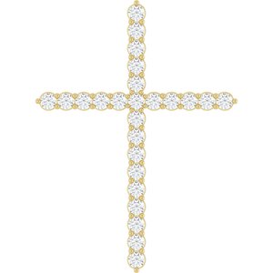 14K Yellow 1 CTW Natural Diamond Cross Pendant