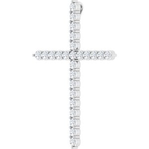 14K White 1 CTW Natural Diamond Cross Pendant